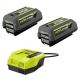 RYOBI 40V Lithium-Ion (2) 4.0 Ah Battery/4A Fast Charger Starter Kit OP404042408