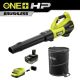 RYOBI ONE+ HP 18V Brushless Whisper Series 130 MPH 510 CFM Cordless Blower and Lawn & Leaf Bag w/6.0 Ah Battery & Charger PBLLB01K-AC04313