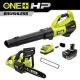 RYOBI ONE+ HP 18V Brushless 10 in. Cordless Battery Chainsaw, 510 CFM Blower with Extra Chain and 6.0 battery and charger P2502BTL-PBLLB01K-RY10C1