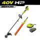 RYOBI 40V HP Brushless 16 in. Cordless Attachment Capable String Trimmer & Hedge Trimmer w/4.0 Ah Battery & Charger RY40HPST01K-RYHDG