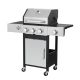 Black 3-Burner Stainless Steel Propane Gas Grill with Side Burner, 37230 BTU Output With Enameled Cast Iron Cooking Grid hj-636
