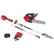 Milwaukee M18 FUEL 14 in. Top Handle 18V Battery Powered Brushless Cordless Chainsaw w/ QUIK-LOK Pole Saw, 8.0 Ah Battery, Charger 2826-20T-3016-21PS
