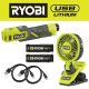 RYOBI USB Lithium 2-Tool Combo Kit with Clamp Fan, Inflator, (2) 2.0 Ah USB Lithium Batteries, and (2) Charging Cables FVF51K-FVIF51K