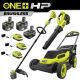 RYOBI ONE+ HP 18V Brushless 20 in. Cordless Walk Behind Self Propelled Mower, Blower & String Trimmer w/ Batteries & Chargers PBLLM05K2-PBLCK201K