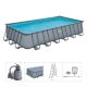 Funsicle Oasis 24 ft. x 12 ft. Rectangular 52 in. Deep Metal Frame Pool, Above Ground, Gray P42412521