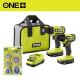 RYOBI ONE+ 18V Cordless 2-Tool Combo Kit with Drill/Driver, Impact Driver, (2) Batteries, Charger, & Wire Wheel Set (6-Piece) PCL1200K2-A72601