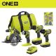 RYOBI ONE+ 18V Cordless 4-Tool Combo Kit with 1.5 Ah Battery, 4.0 Ah Battery, Charger, and Wire Wheel Assortment Set (6-Piece) PCL1400K2-A72601