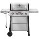 FEASTO 4-Burner Propane Gas Grill with 1 Side Burner and Porcelain-Enameled Grates for Patio Garden BBQ, 48000BTU, Silver GL4101S