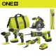 RYOBI ONE+ 18V Cordless 6-Tool Combo Kit with 1.5 Ah Battery, 4.0 Ah Battery, Charger, and 11 in. Flexible Shaft Bit Holder PCL1600K2-A10FB1G