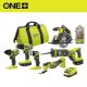 RYOBI ONE+ 18V Cordless 6-Tool Combo Kit with 1.5 Ah Battery, 4.0 Ah Battery, Charger, and Titanium Drill Bit Set (22-Piece) PCL1600K2-A972202