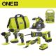 RYOBI ONE+ 18V Cordless 6-Tool Combo Kit with 1.5 Ah Battery, 4.0 Ah Battery, Charger, and Drill & Impact Drive Kit (40-Piece) PCL1600K2-A98401