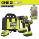 RYOBI ONE+ HP 18V Brushless Cordless Compact 2-Tool Combo Kit w/(2) Batteries, Charger, Bag & Titanium Drill Bit Set (22PC) PSBCK102K2-A972202