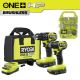 RYOBI ONE+ HP 18V Brushless Cordless Compact 2-Tool Combo Kit w/(2) Batteries, Charger, Bag & Drill & Impact Drive Kit (40PC) PSBCK102K2-A98401