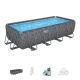 Bestway APX 365 18 ft. x 9 ft. x 52 in. Rectangular 216 in. Above Ground Swimming Pool Set, Gray 561MFE-HD