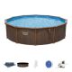 Bestway Hydrium 18 ft. x 52 in. Round Steel Wall Above Ground Swimming Pool Set, Brown 561CTE-HD