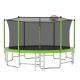 Siavonce 15 ft. Kids Children with Safety Enclosure Net Outdoor Backyards Large Recreational Trampoline, Green XMJ-00035
