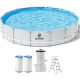 Sloosh 15ft x 42 in. Outdoor Round Frame Above Ground Swimming Pool Set Kiddie Pool for Kids Adults with Filter Pump Ladder 40936