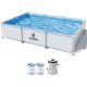 Sloosh 10ft. x 6.8ft.x 26in. Outdoor Rectangular Frame Above Ground Swimming Pool Set Kiddie Pool for Kids Adult w/ Filter Pump 40938
