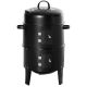 Otryad 16 in. Black Metal Charcoal Smoker, 2-Tier Round BBQ Grill with Thermometer for Outdoor Camping Picnic Backyard Cooking QS-YJ936