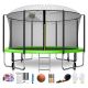 fiziti 12 ft. Round Backyard Trampoline with Basketball Hoop, Safety Enclosure, Sprinkler, Lights, Socks and Wind Stakes TP-12FT-GN