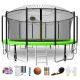 fiziti 16 ft. Round Backyard Trampoline with Basketball Hoop, Safety Enclosure, Sprinkler, Lights, Socks and Wind Stakes TP-16FT-GN