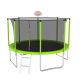 12 ft. Green Trampoline with Basketball Hoop and Ball Outdoor Recreational Trampolines with Safety Enclosure for Yard UN-W1163-9545