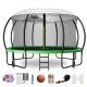 fiziti 14 ft. Backyard Trampoline With Safety Enclosure, Basketball Hoop, Sprinkler, Lights PK-14FT-GN