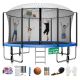 fiziti 12 ft. Round Trampoline Set with Basketball Hoop, Safety Enclosure, Sprinkler, Lights, Socks and Wind Stakes TP-12FT-BU