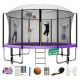 fiziti 14 ft. Round Backyard Trampoline Set with Basketball Hoop, Safety Enclosure, Sprinkler, Lights, Socks and Wind Stakes TP-14FT-PL