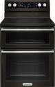KitchenAid - 6.7 Cu. Ft. Self-Cleaning Freestanding Double Oven Electric Convection Range - Black Stainless Steel
