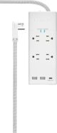 Insignia - 4 Outlet/3 USB 1200 Joules Surge Protector Strip - White
