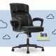 Serta - Hannah Upholstered Executive Office Chair with Headrest Pillow - Smooth Bonded Leather - Black