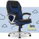 Serta - Amplify Work or Play Ergonomic High-Back Faux Leather Swivel Executive Chair with Mesh Accents - Black and Cobalt Blue 43673BOSS