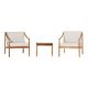 Walker Edison - Modern Solid Wood 3-Piece Outdoor Chat Set - Natural