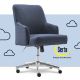 Serta - Leighton Modern Memory Foam & Twill Fabric Home Office Chair - Blue