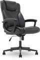 Serta - Connor Upholstered Executive High-Back Office Chair with Lumbar Support - Bonded Leather - Black
