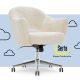 Serta - Valetta Mid-Century Modern Faux Shearling Wool Home Office Chair - Cream