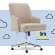 Serta - Leighton Fabric Home Office Chair - Chrome/Light Beige