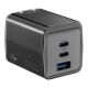 Insignia - 65W 3-Port USB-C/USB Foldable Wall Charger for Smartphones, Tablets and More - Black