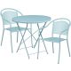 Alamont Home - Oia Outdoor Round Contemporary Metal 3 Piece Patio Set - Sky Blue