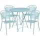 Alamont Home - Oia Outdoor Round Contemporary Metal 5 Piece Patio Set - Sky Blue