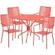 Alamont Home - Oia Outdoor Round Contemporary Metal 5 Piece Patio Set - Coral ALA-DP46-194028