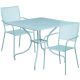 Alamont Home - Oia Outdoor Square Contemporary Metal 3 Piece Patio Set - Sky Blue