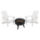 Alamont Home - Charlestown Adirondack Chairs and Fire Pit - White