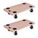 Costway - Platform Dolly Rectangle Wood Utility Cart Wheeled Moving Transporter (2pc) - Tan