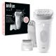 Braun Silk-épil 7 Epilator, Wet and Dry, Wide Head, Includes Shaver Head and Trimmer Comb - White/Grey/Silver