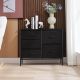Bestier - 32in Wide Wooden Accent Cabinet with Wood Top and 5 Fabric Drawers - Black