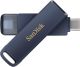 SanDisk - 256GB USB Flash Drive for iPhone Lightning and USB Type-C Metallic Sky - Blue