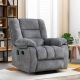Bestier - Set of 2 Overstuffed Fabric Recliner Chairs with 8-Point Vibration Massage Manual Pull Recliner with Time Setting - Light Gray