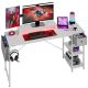 Bestier - 62-Inch Gaming Desk with LED Lighting and Monitor Stand Reversible Computer Desk with Drawer - White